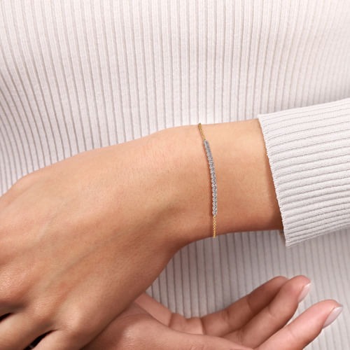 Gabriel & Co. Contemporary Two-Tone White Sapphire Bar Bracelet
