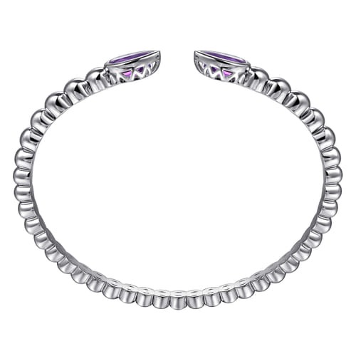 Gabriel & Co. Bujukan Silver Amethyst Split Bangle Bracelet