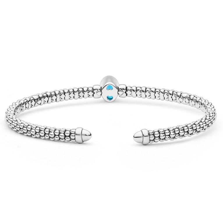 LAGOS Two-Tone Swiss Blue Topaz Oval Mini Versa Torque 3mm Bracelet