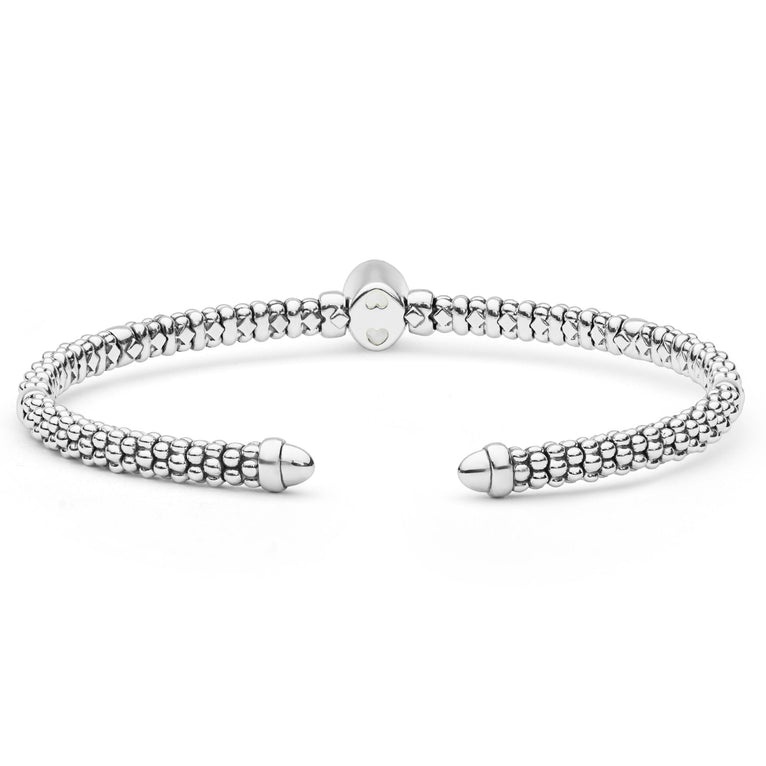 LAGOS Two-Tone White Topaz Oval Mini Versa Torque 3mm Bracelet