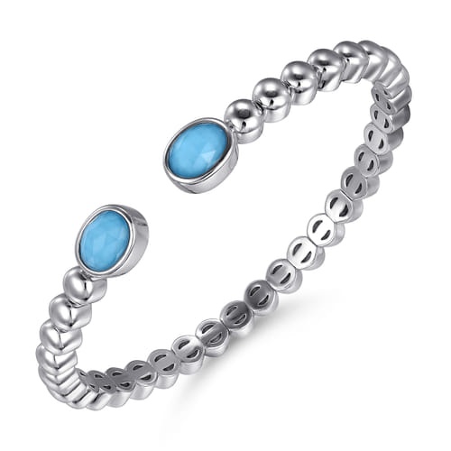 Gabriel & Co. Boutique Silver Bujukan Rock Crystal & Turquoise Bangle Bracelet
