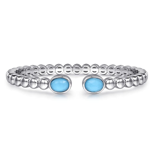 Gabriel & Co. Boutique Silver Bujukan Rock Crystal & Turquoise Bangle Bracelet