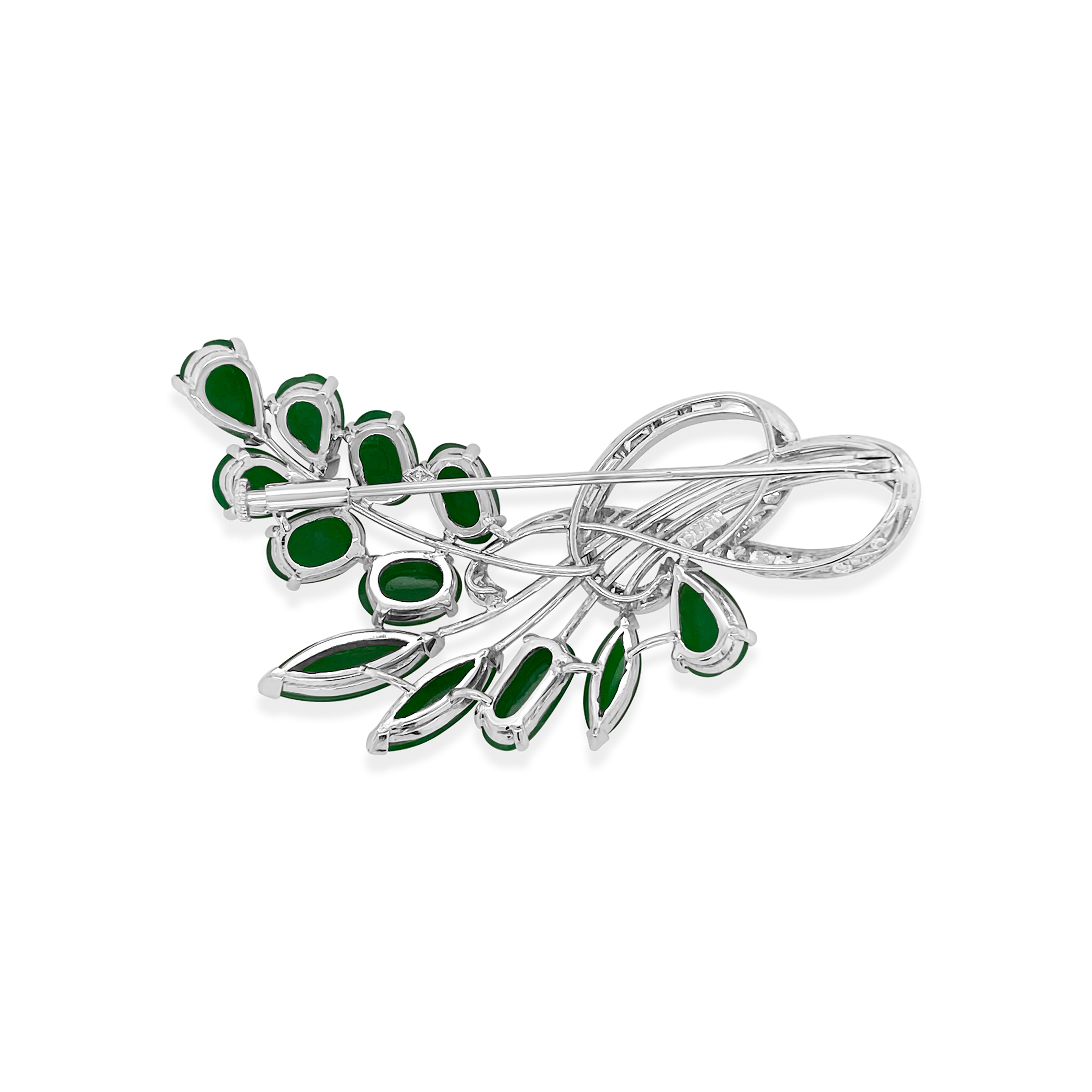 Estate By Martin Binder Platinum Jadeite & Diamond Brooch