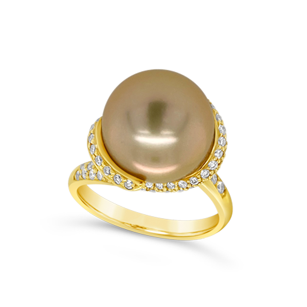Miyana By Martin Binder Golden South Sea Pearl & Diamond Ring
