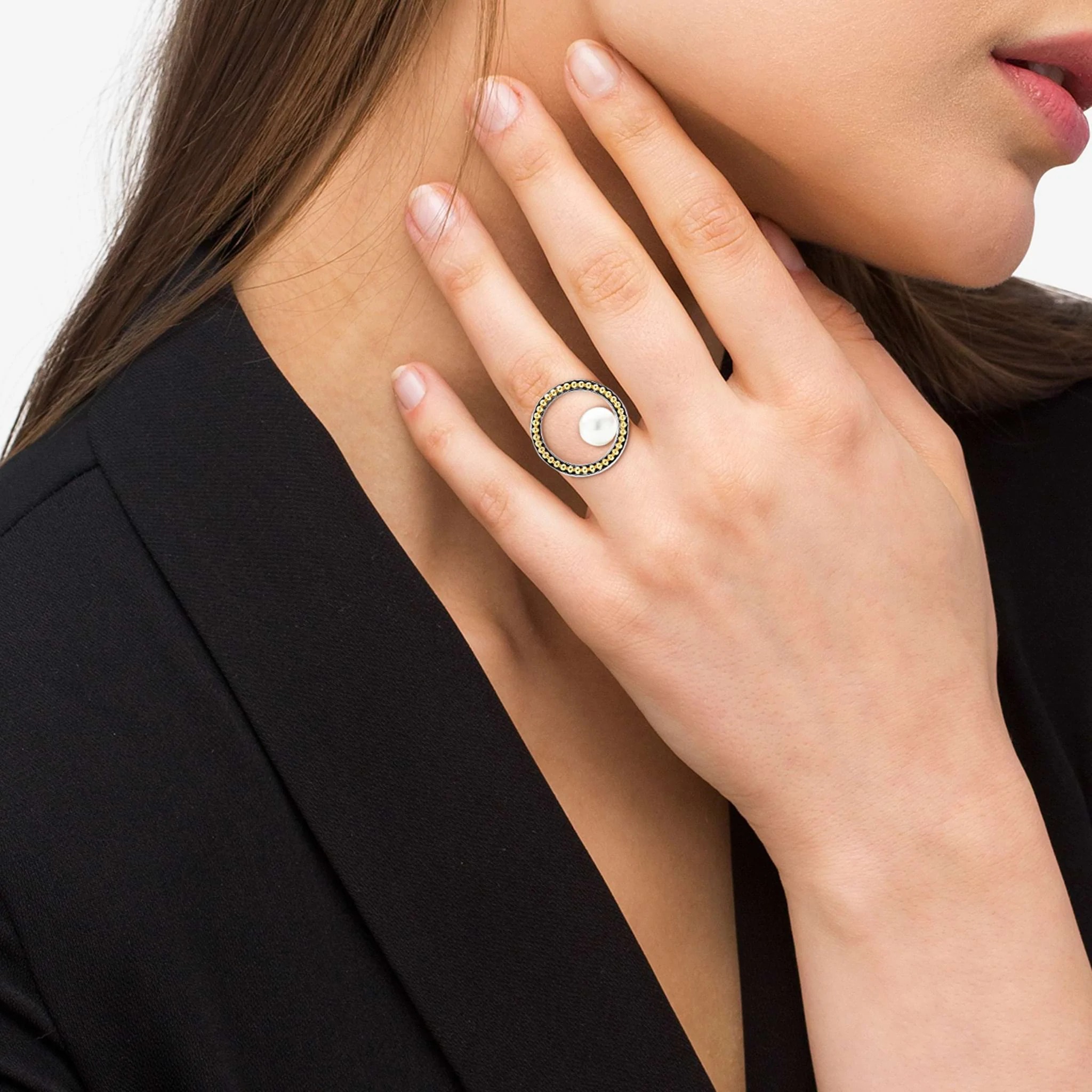 Lagos Luna Circle Pearl Statement Ring