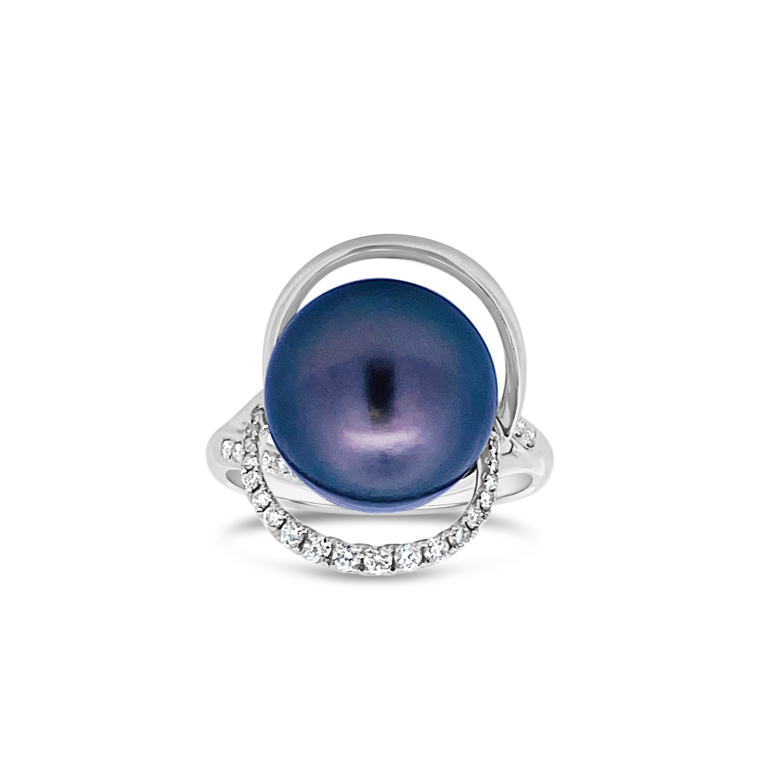 Miyana by Martin Binder Black South Sea Pearl & Diamond Ring