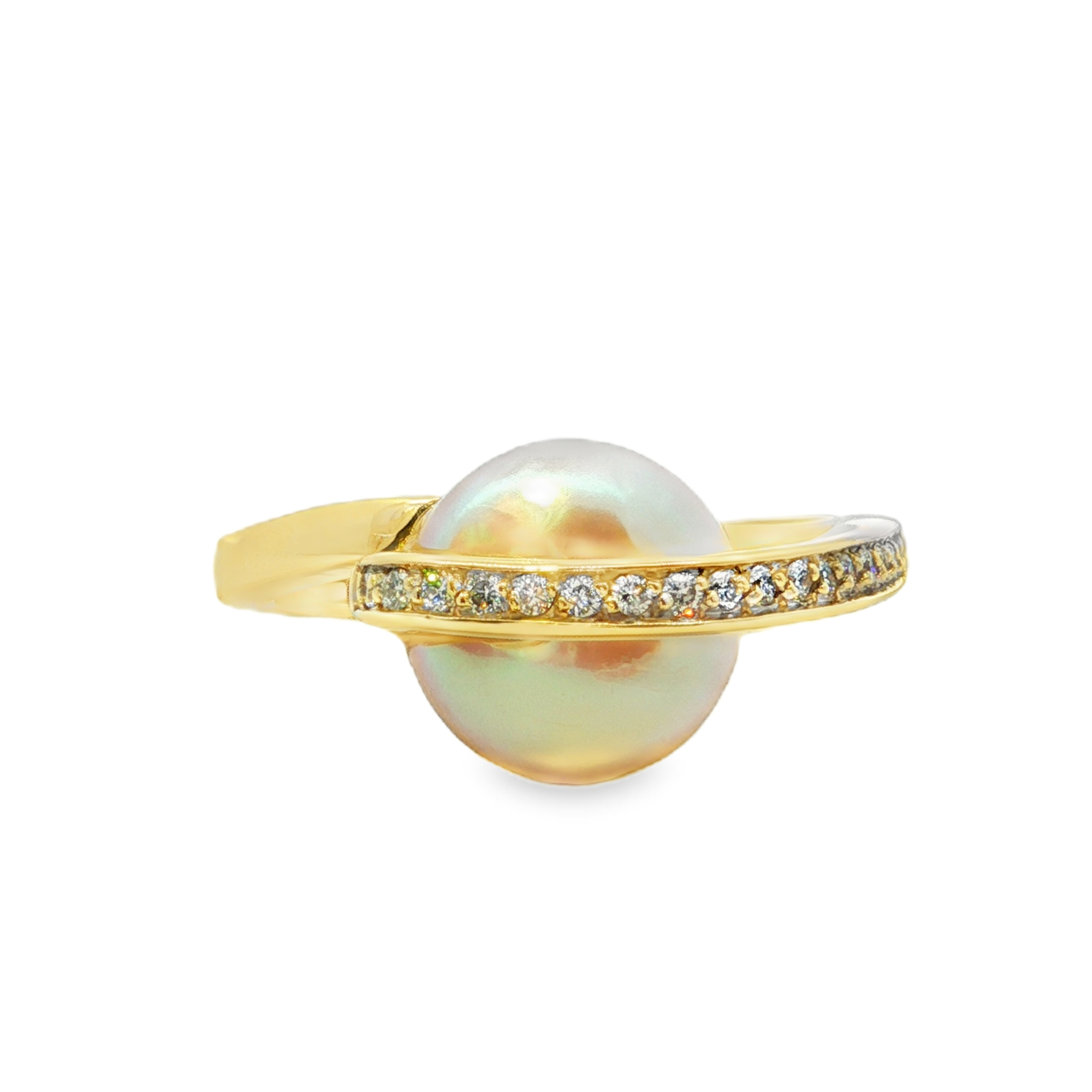Estate by Martin Binder Coin Pearl & Diamond Ring