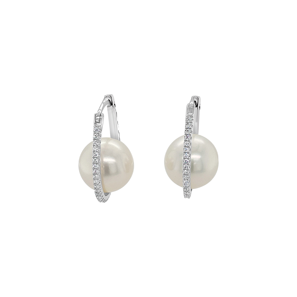 Tara South Sea Pearl & Diamond Orbit Earrings