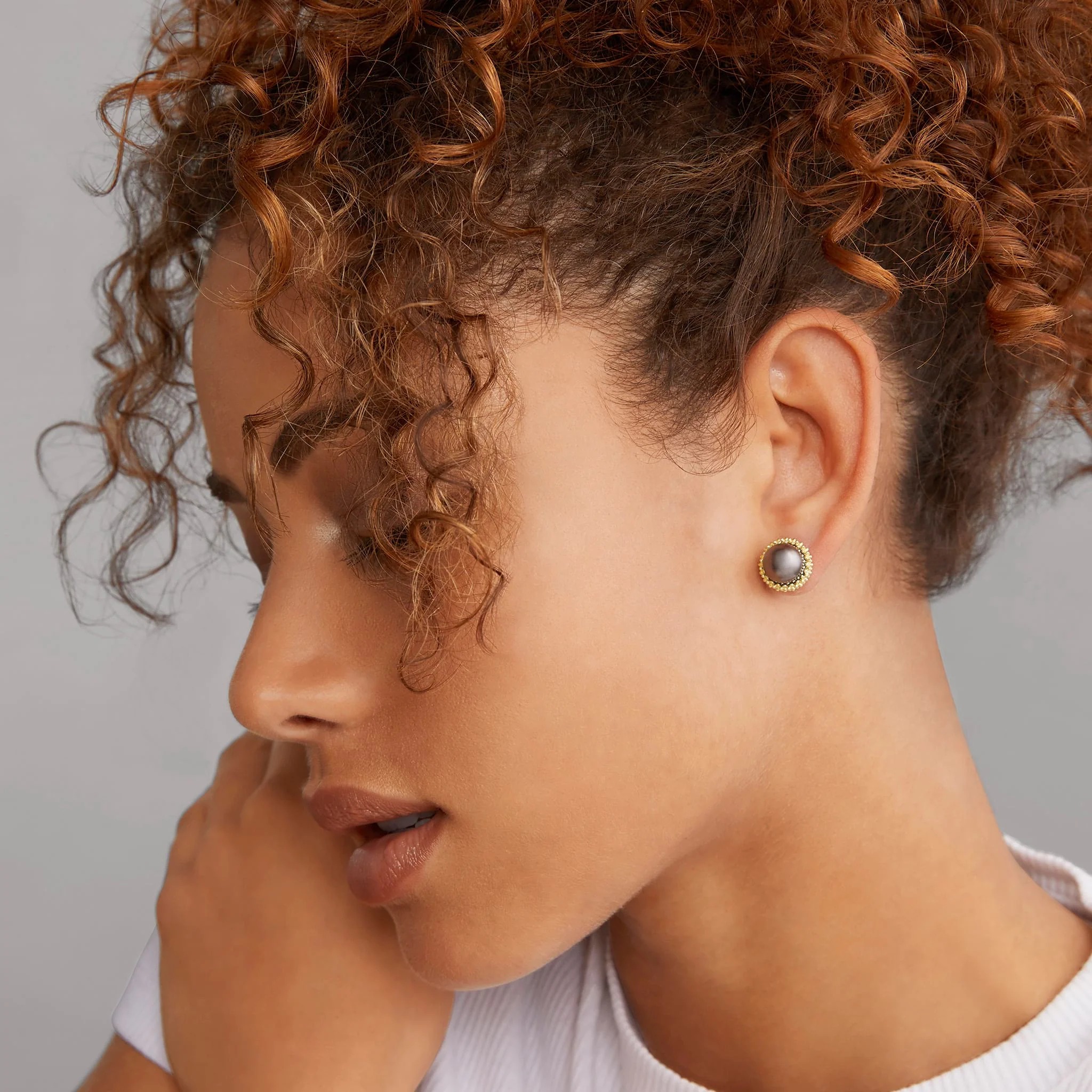 Lagos Luna Two-tone Tahitian Black Pearl Stud Earrings