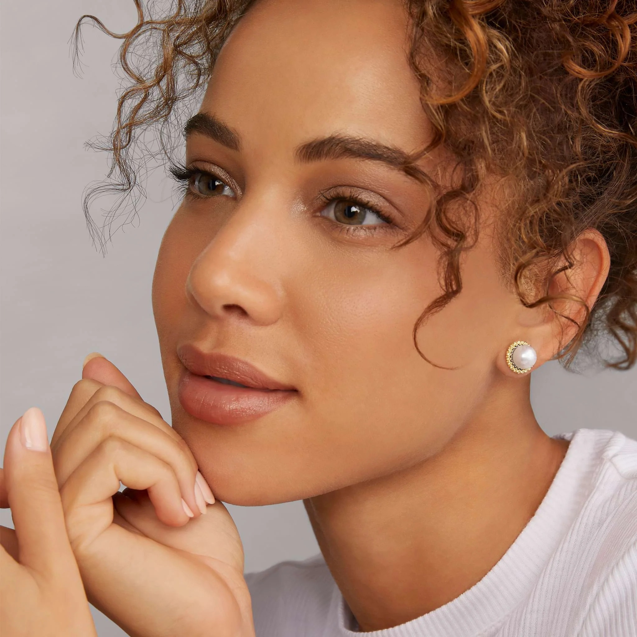 Lagos Luna Two-tone Freshwater Pearl Stud Earrings