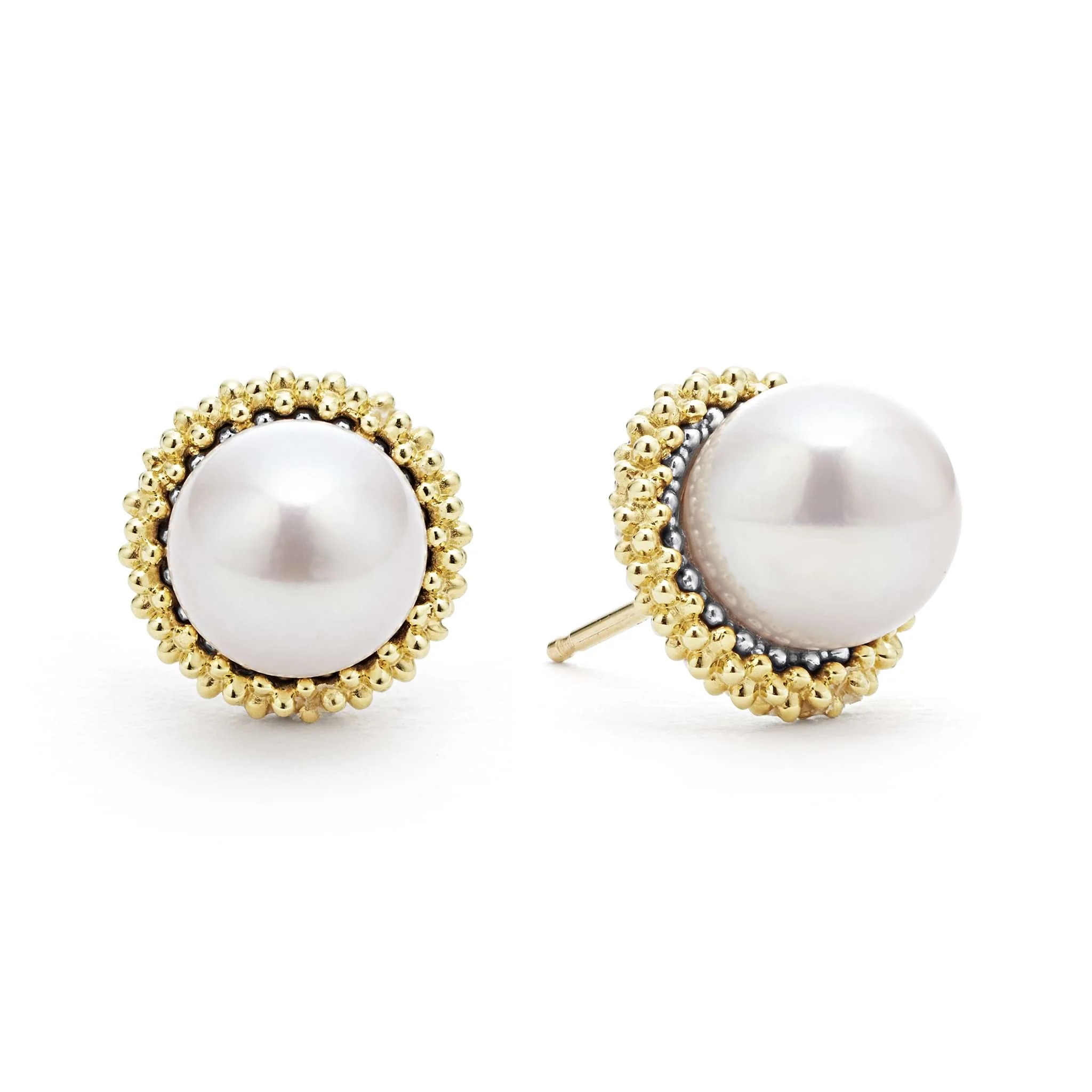 Lagos Luna Two-tone Freshwater Pearl Stud Earrings