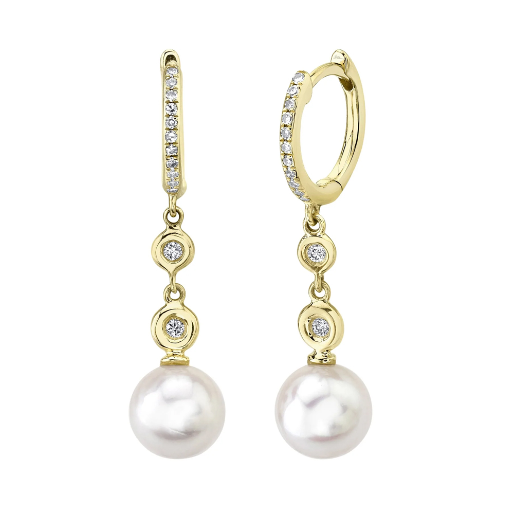 Shy Creation Diamond & Cultured Pearl Earrings