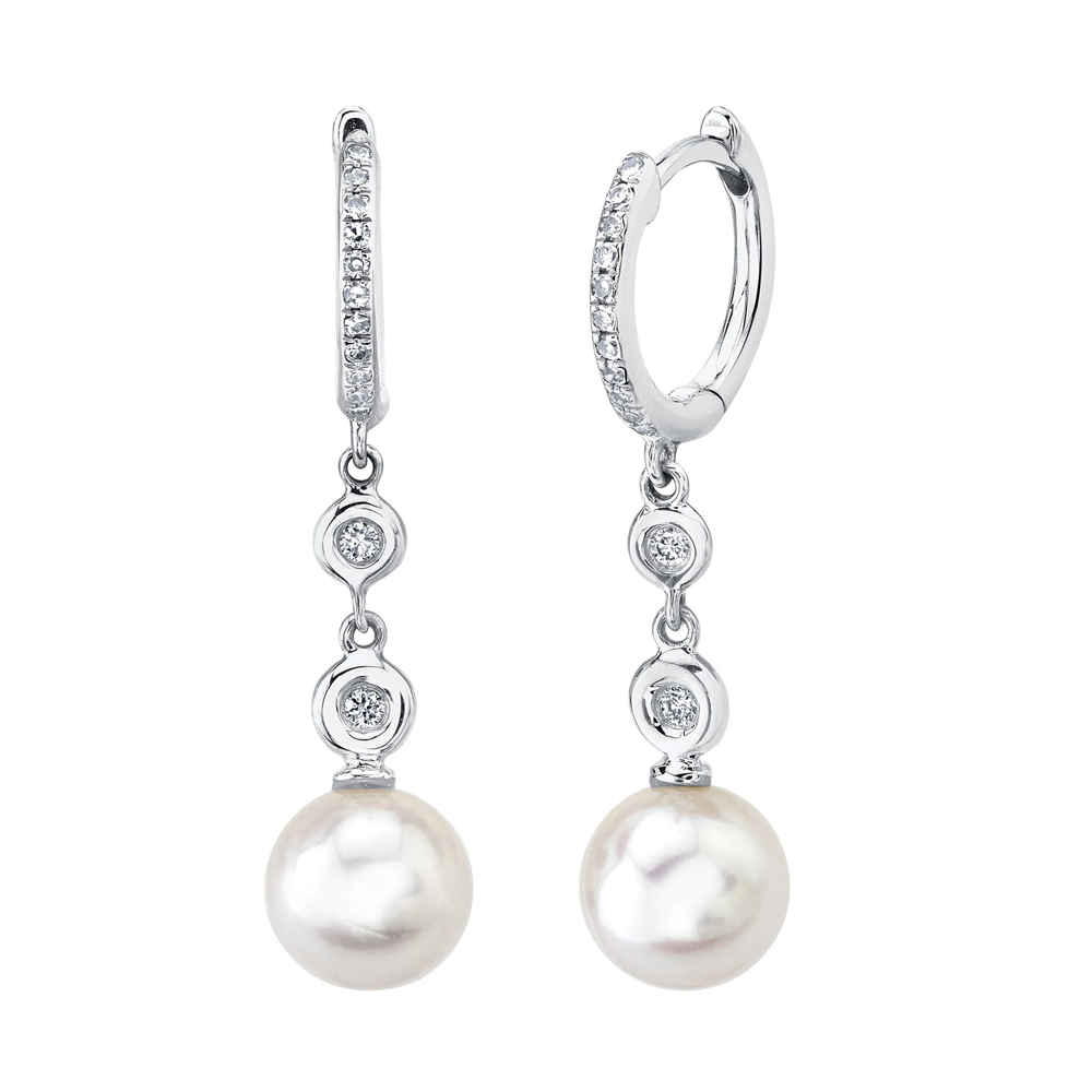 Shy Creation Diamond & Cultured Pearl Earrings