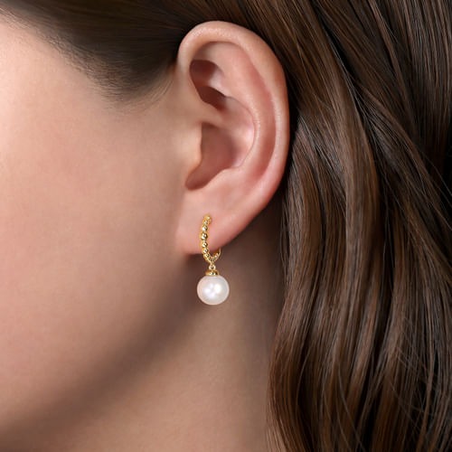 Gabriel & Co. Bujukan Pearl Drop Huggie Earrings