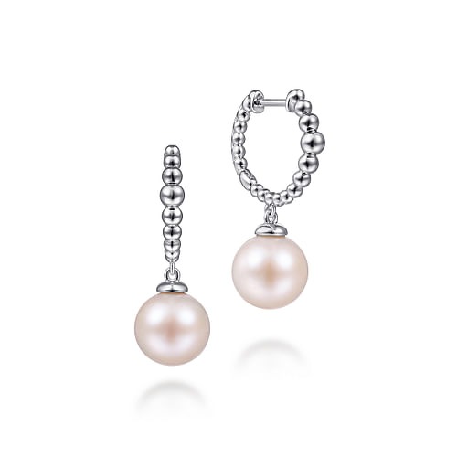 Gabriel & Co. Bujukan Silver Pearl Drop Huggie Earrings