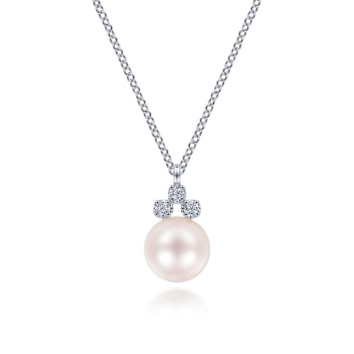 Gabriel & Co. Lusso Pearl & Diamond Pendant Necklace (0.07 ct. tw.)