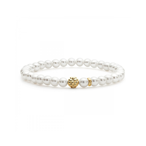 Lagos Caviar Icon Pearl Stretch Bracelet