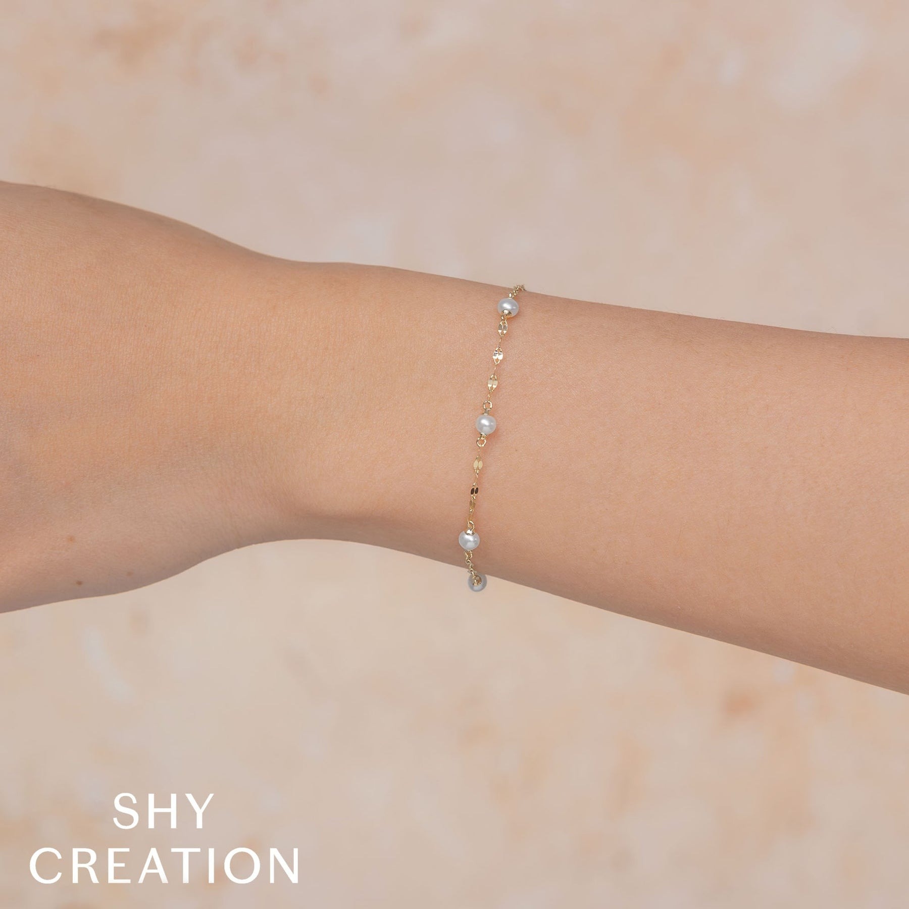 Shy Creation Pearl Sparkle Chain Bracelet