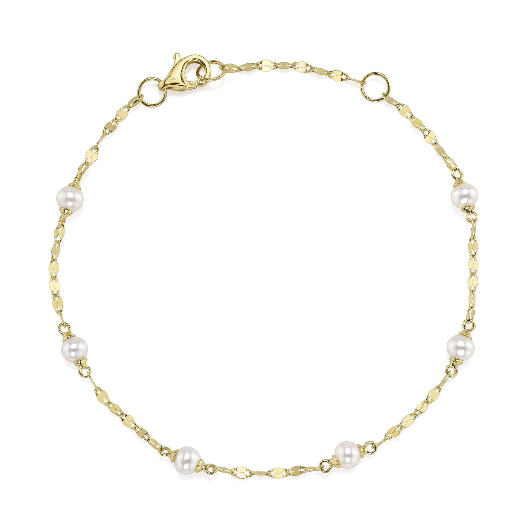 Shy Creation Pearl Sparkle Chain Bracelet