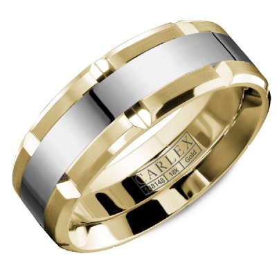 Crown Ring Carlex Two-tone Gold 7.5mm Wedding Band