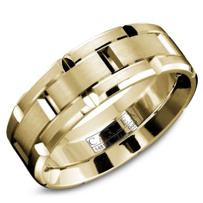 Crown Ring Carlex Yellow Gold 7.5mm Wedding Band