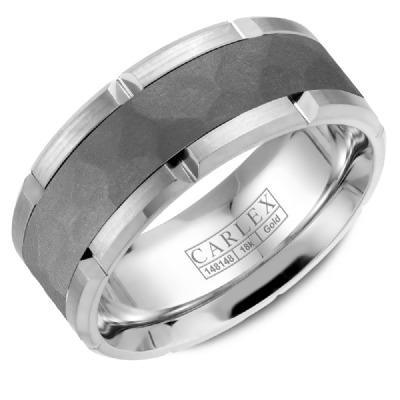 Crown Ring Carlex White Gold & Tantalum 9mm Wedding Band