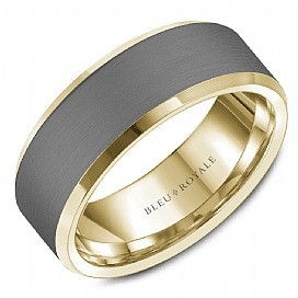 Crown Ring Yellow Gold & Tantalum 8mm Wedding Band