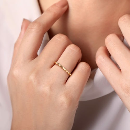 Gabriel & Co. Bujukan Orzo Shape & Bead Station Stackable Ring
