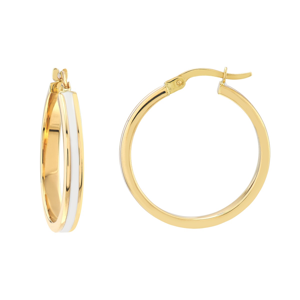Aura By Martin Binder Large White Enamel Round Hoop Earrings
