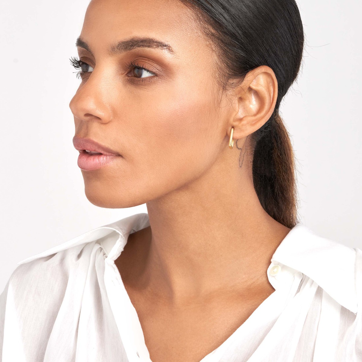 Aura By Martin Binder Square Frame Paperclip Hoop Earrings