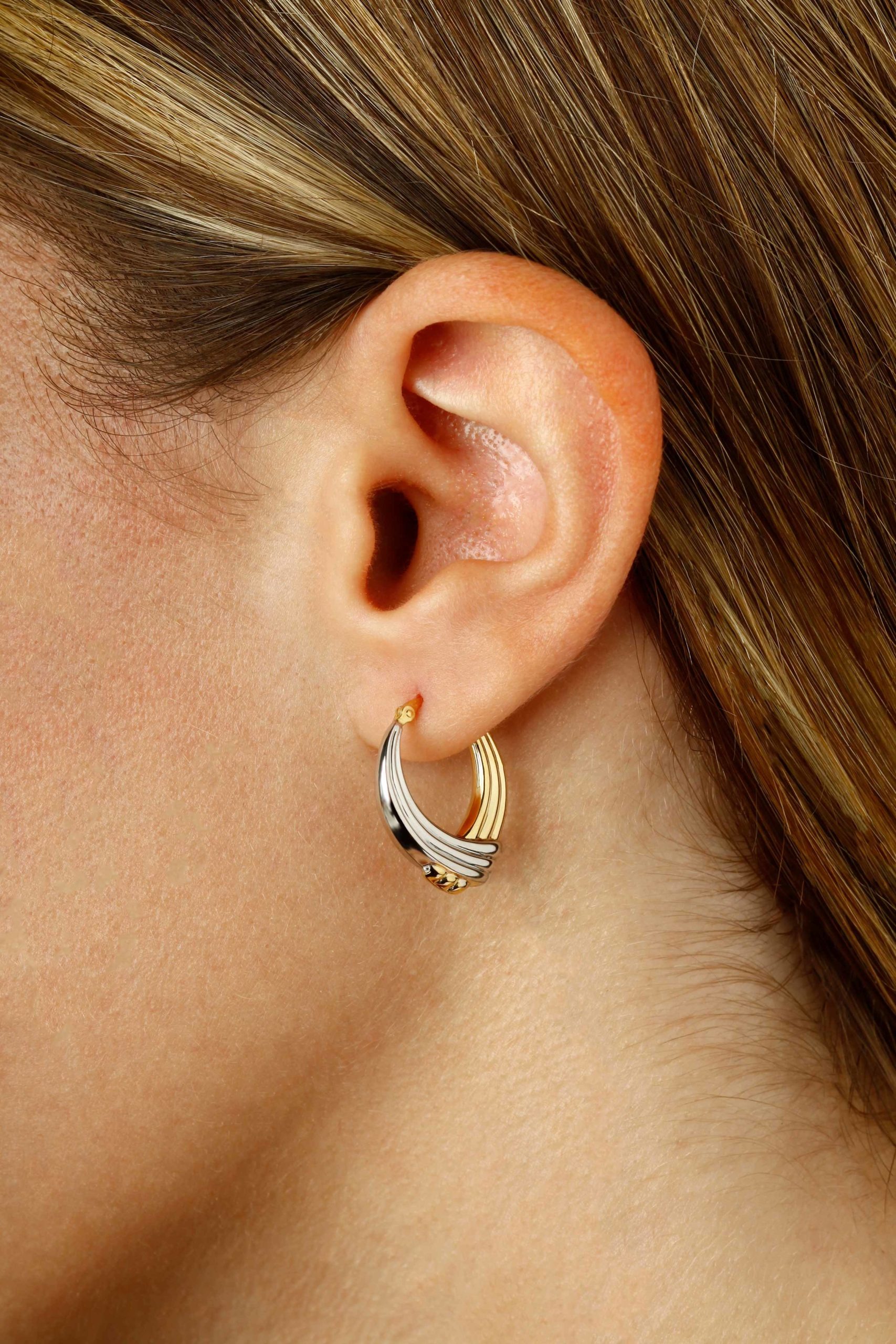 Aura By Martin Binder Two-tone Crossed Hoop Earrings