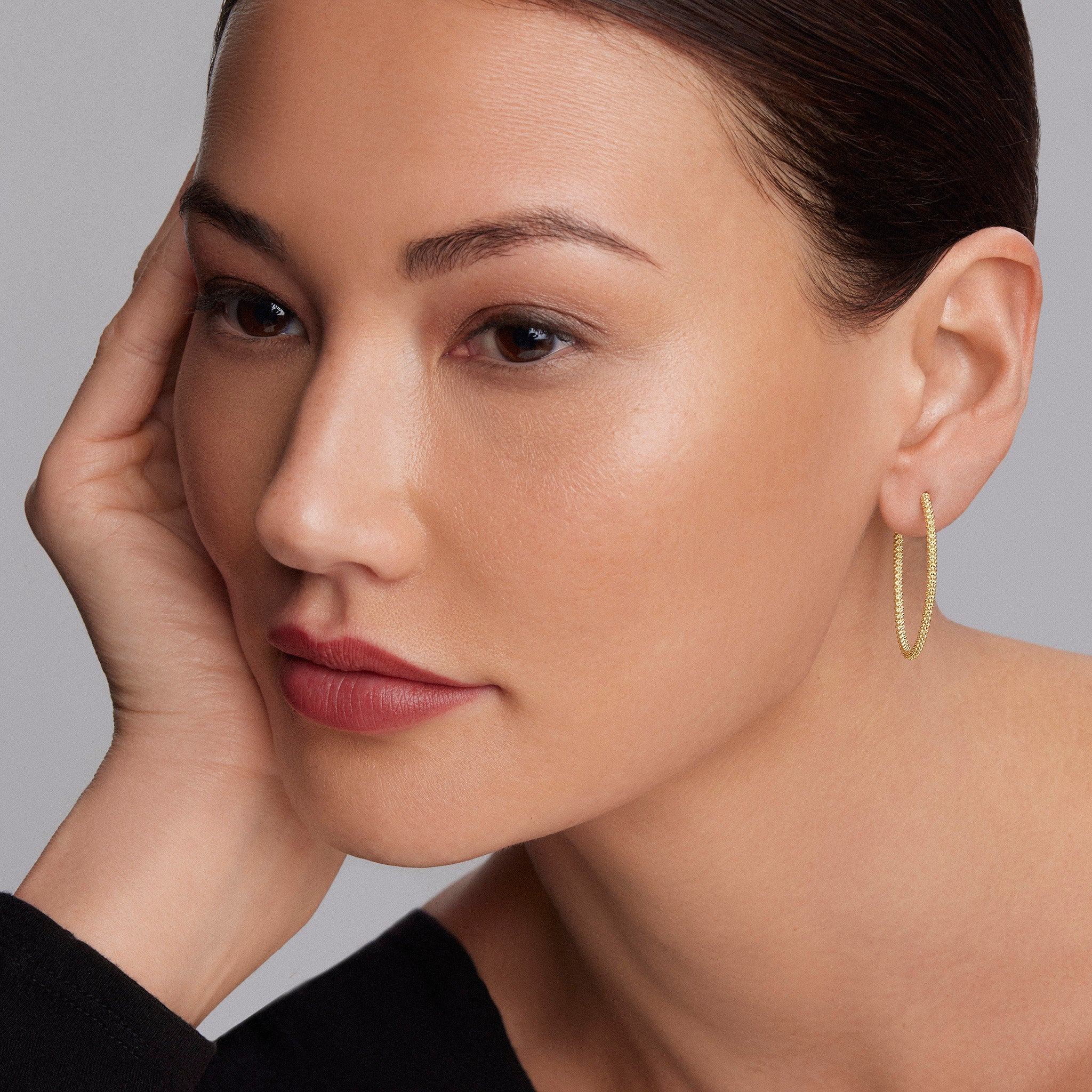 Lagos 18k Gold 35mm Caviar Hoop Earrings