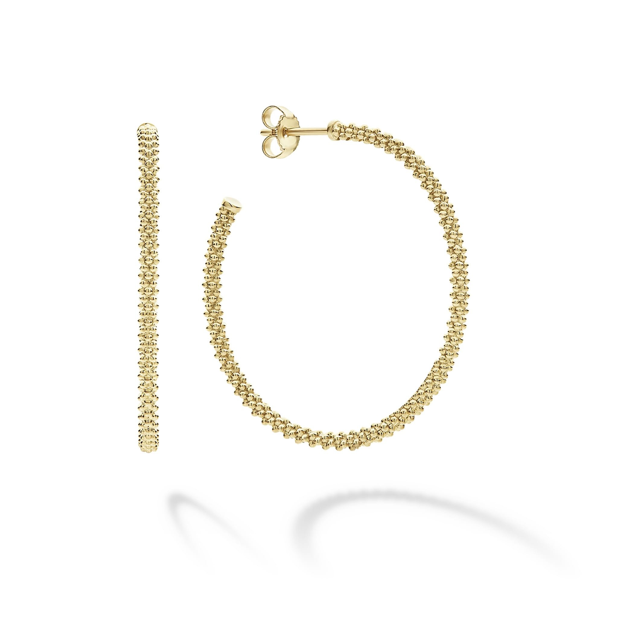Lagos 18k Gold 35mm Caviar Hoop Earrings