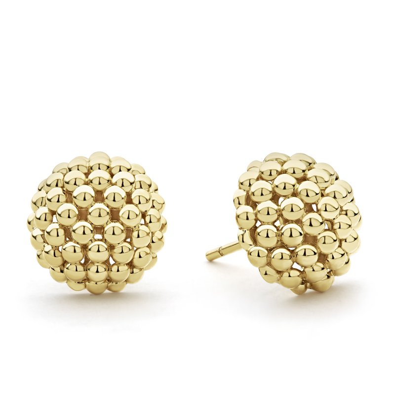 Lagos Caviar Gold Large 18k Beaded Stud Earrings