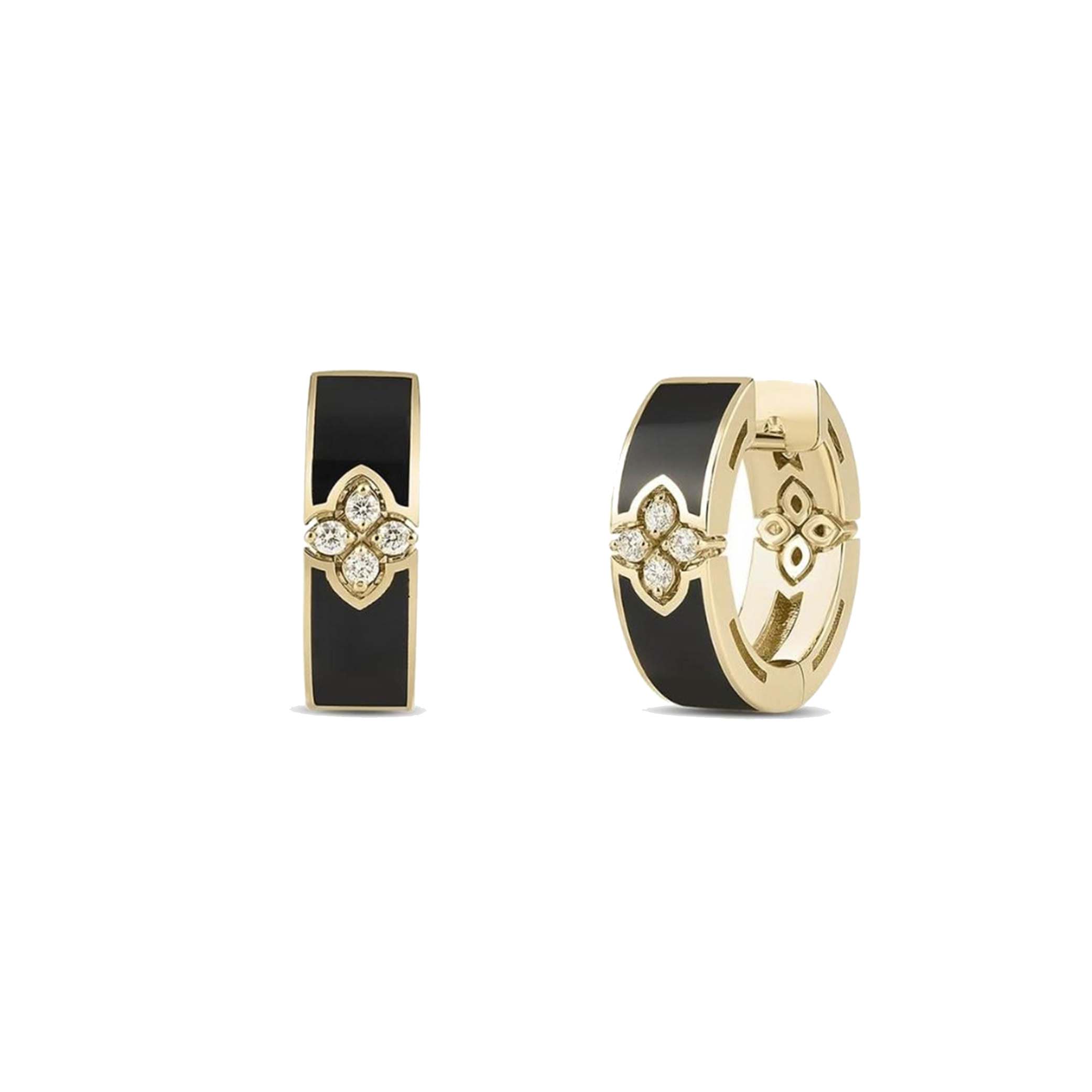 Roberto Coin Love in Verona Diamond & Black Enamel Hoop Earrings
