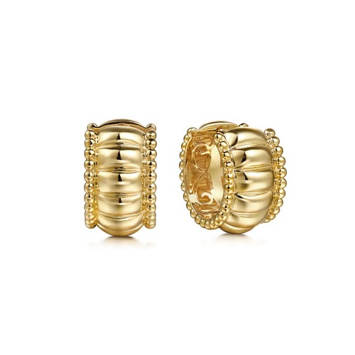 Gabriel & Co. Bujukan Plain Gold Huggie Hoop Earrings