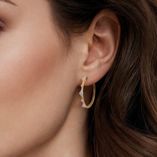 Gabriel & Co. Contemporary 20mm Diamond Classic Hoop Earrings