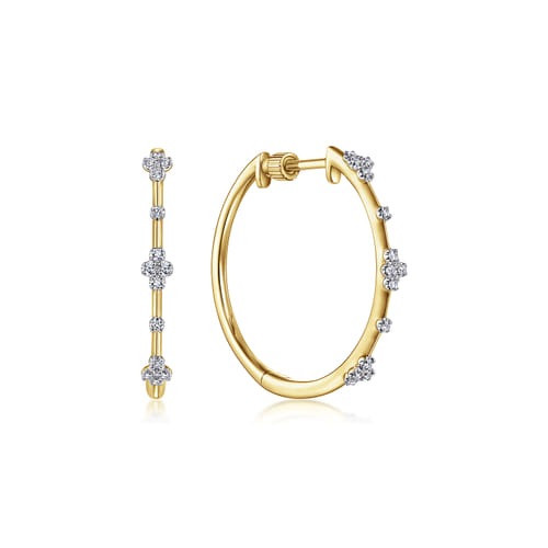 Gabriel & Co. Contemporary 20mm Diamond Classic Hoop Earrings