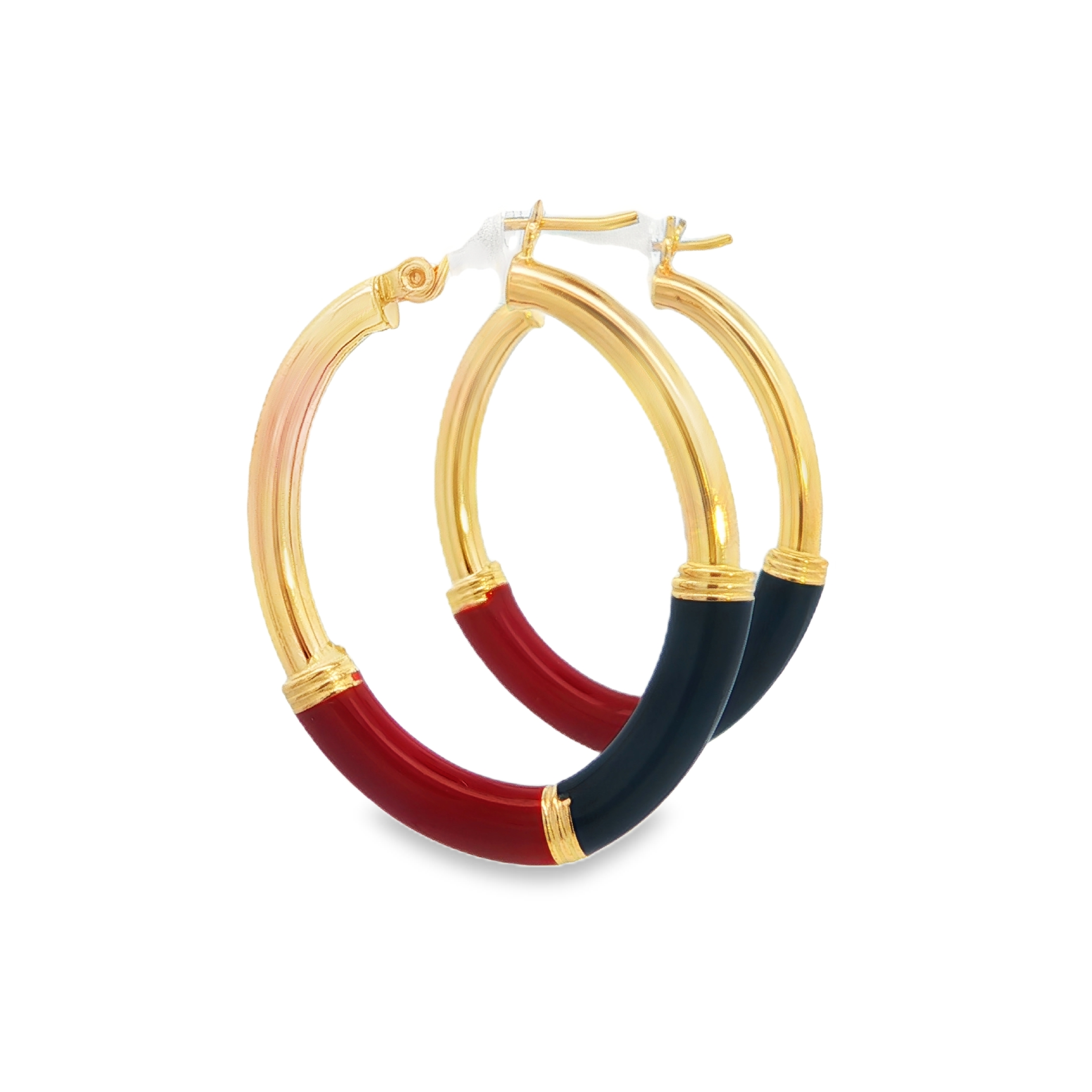 Estate by Martin Binder Gold Enamel Hoop Earrings