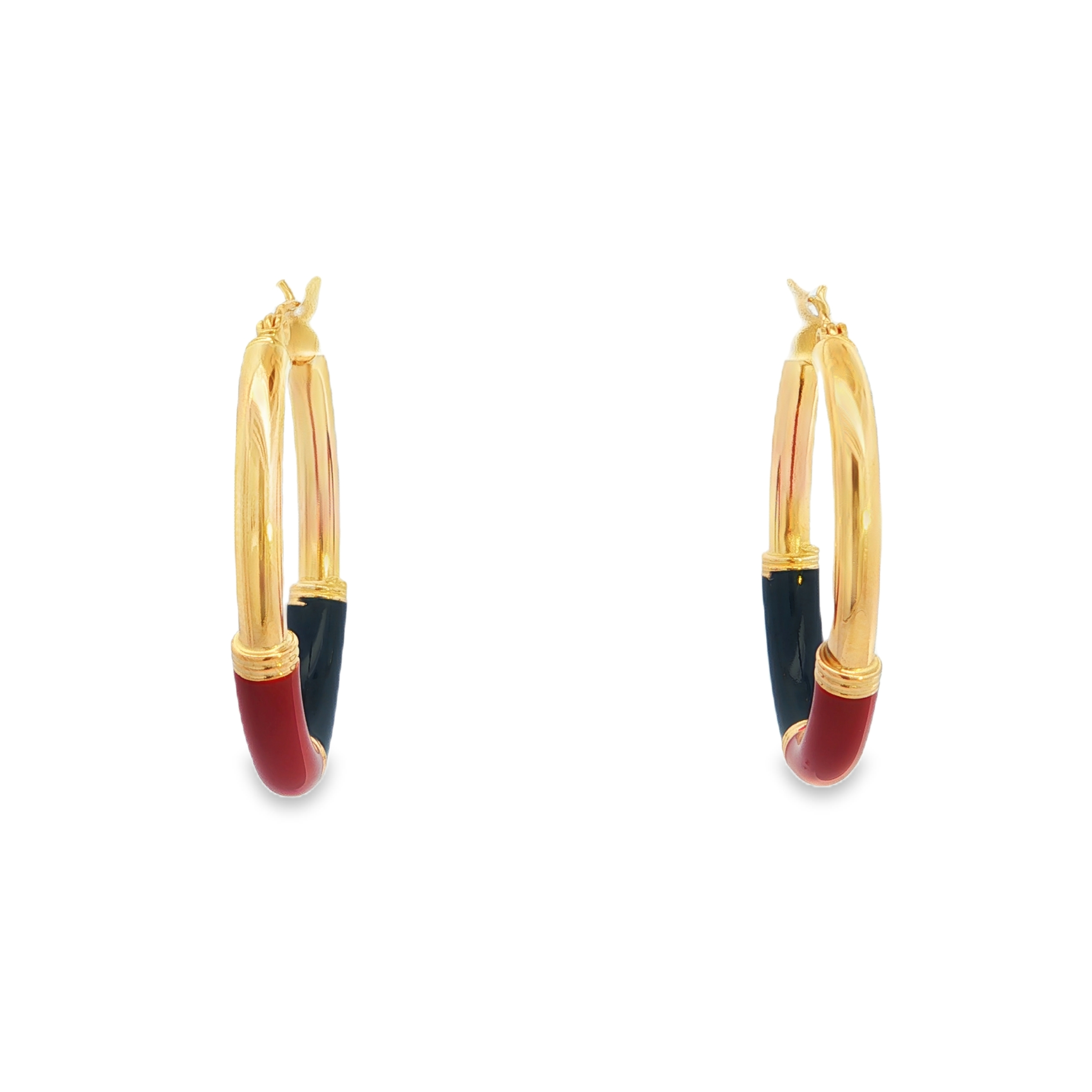 Estate by Martin Binder Gold Enamel Hoop Earrings
