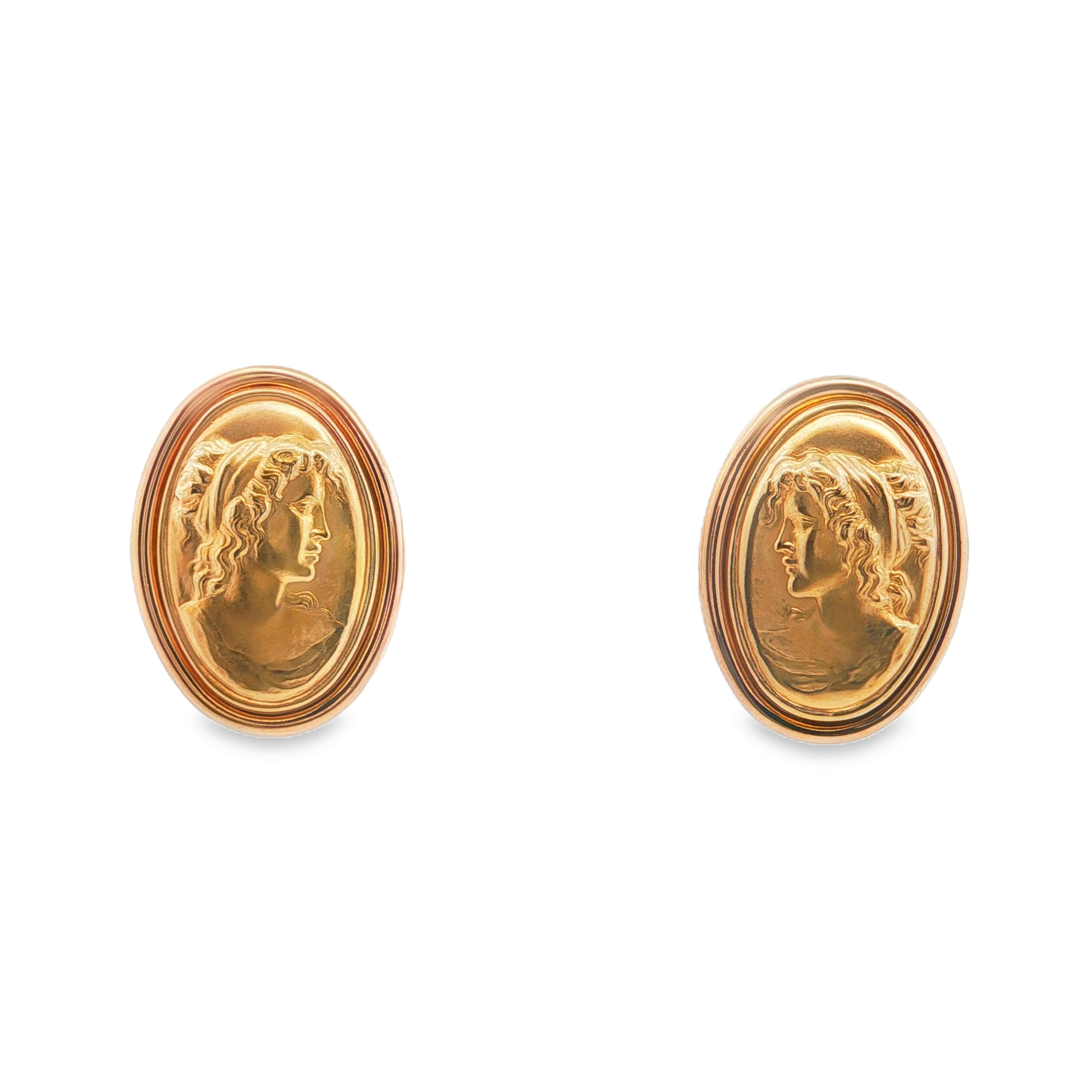 Estate by Martin Binder Gold Cameo Omega Earrings
