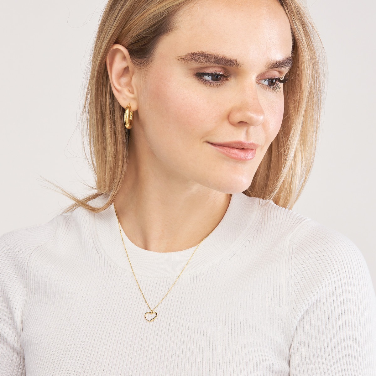 Aura By Martin Binder Open Heart Diamond Bezel Necklace