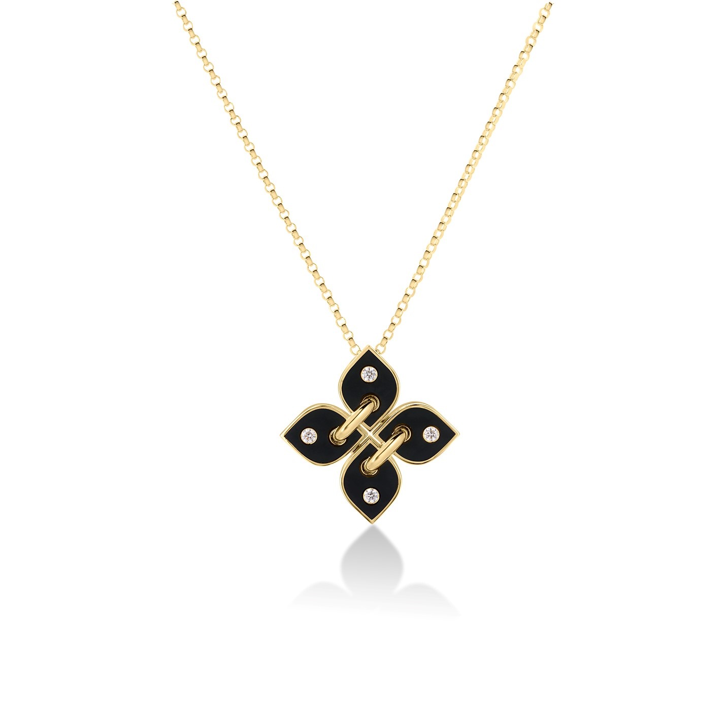 Roberto Coin Love in Verona Filo Black Enamel Flower Necklace