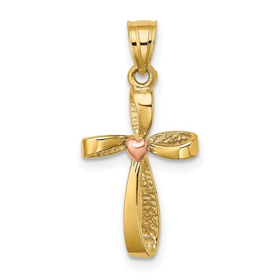 Aura by Martin Binder Yellow & Rose Twisted Cross Pendant