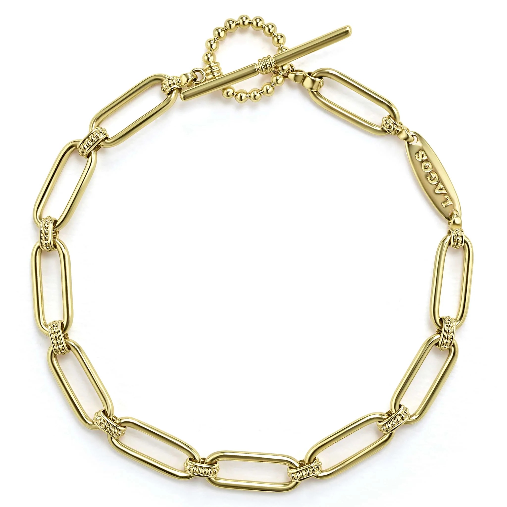 Lagos Signature Caviar Yellow Gold Link Bracelet