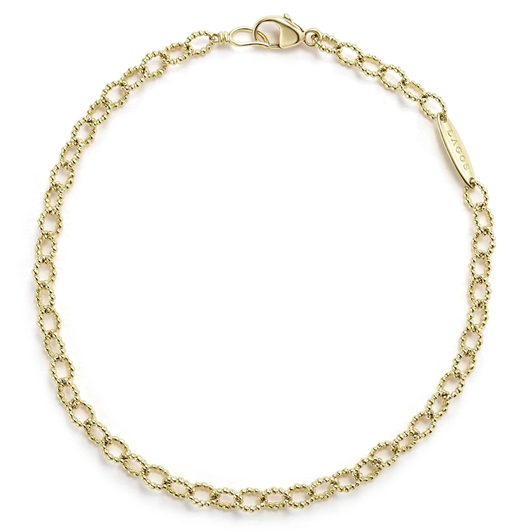Lagos Signature Caviar Yellow Gold Link Bracelet