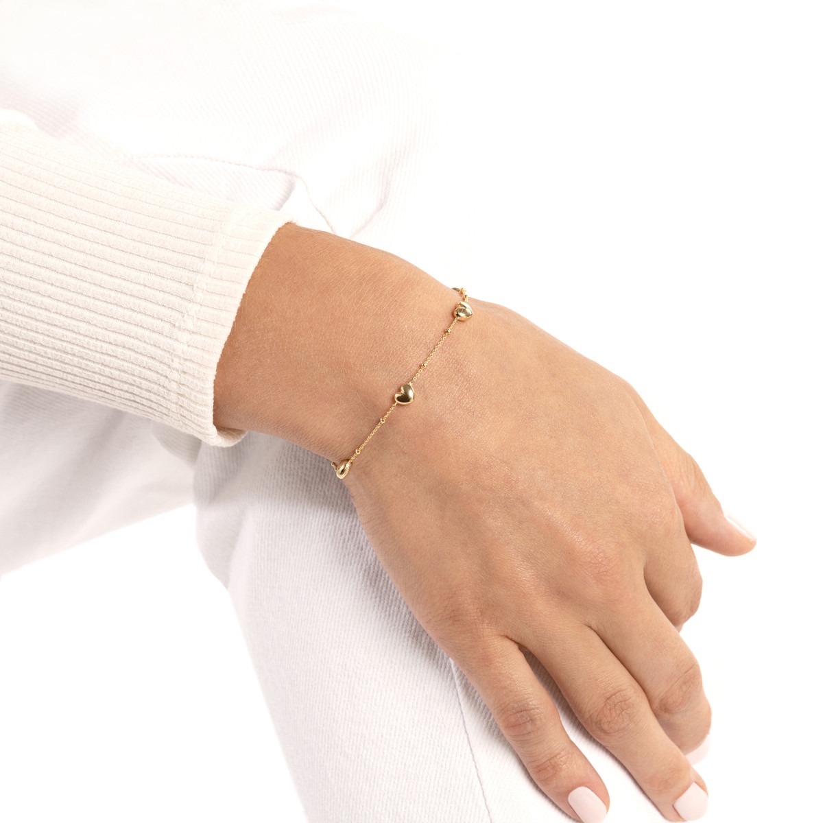 Aura By Martin Binder Puffed Heart Stations Saturn Bracelet