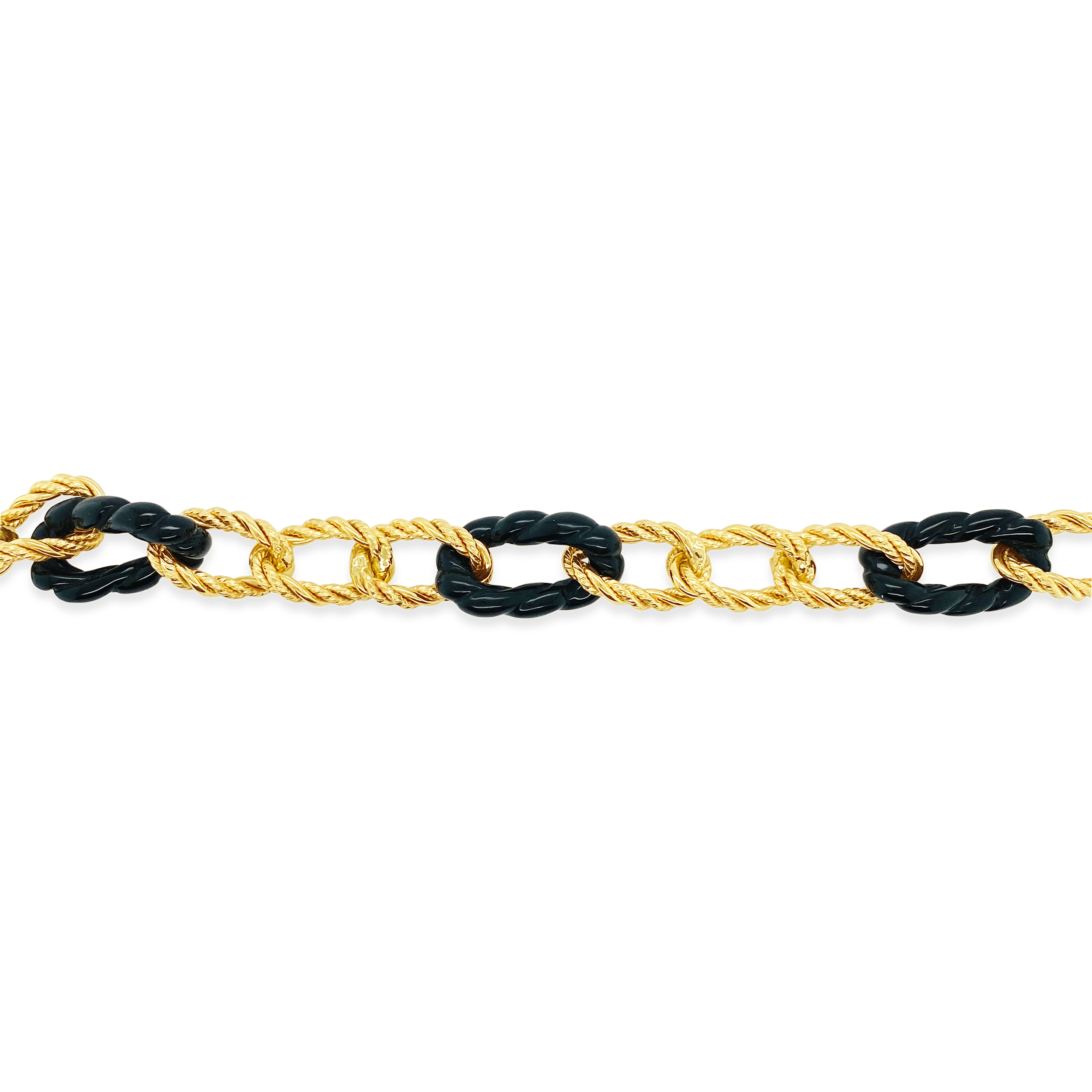 Estate By Martin Binder Gold & Black Onyx Twisted Link Bracelet