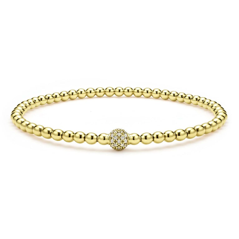 Lagos Caviar Gold 3mm Diamond Bracelet