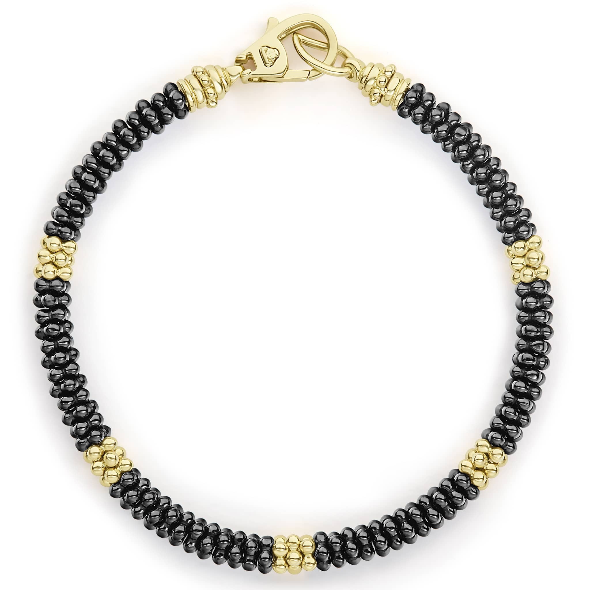 Lagos Black Caviar 5 Small 18k Station Bracelet